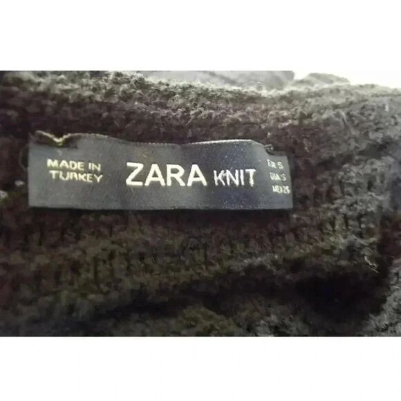 ZARA KNIT Womens Open Weave Crochet SWEATER - Size SMALL - Black Tassel … - Picture 4 of 10